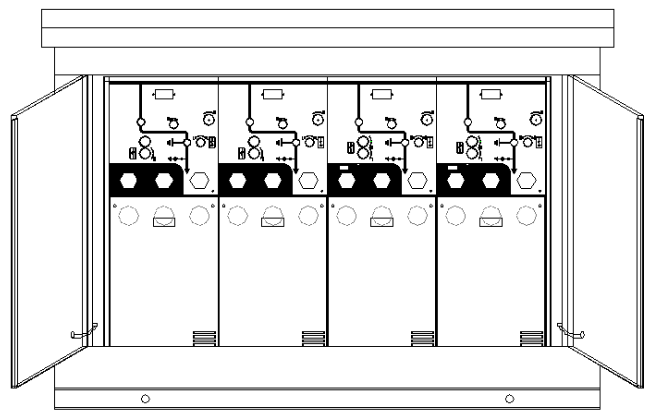 戶外型固體絕緣環網柜單元結構示意圖