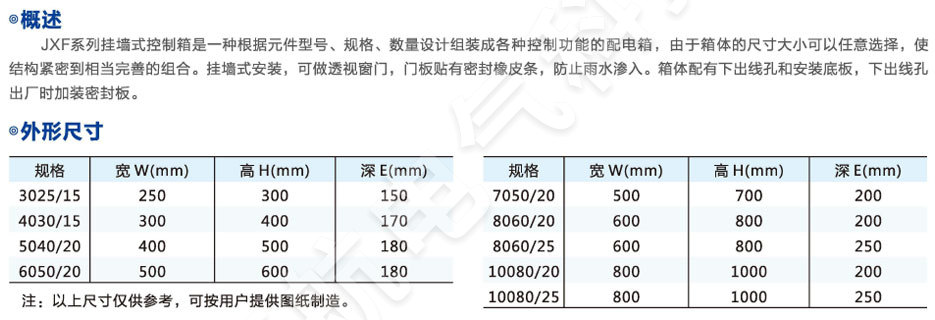 不銹鋼JXF控制箱概述